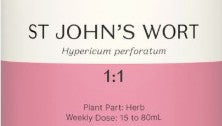 Supplement facts for St John's Wort 1:1 listing ingredients including Hypericum, St. John's wort
