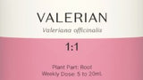 Supplement facts for Valerian 1:1 listing ingredients including Valerian root (Valeriana officinalis)