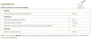 Supplement facts for Collagen Activ