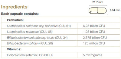 Supplement facts for UltraBiotic MumCare