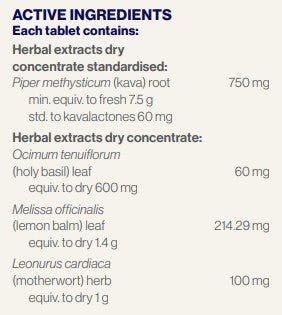 Supplement facts for AnxioCalm
