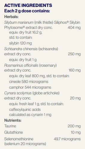 Supplement facts for HepatoClear