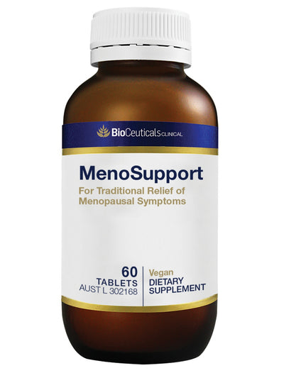 A supplement container of MenoSupport, 60tabs by BioCeuticals Clinical