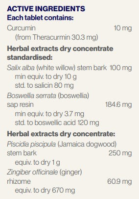Supplement facts for TherActive Pain