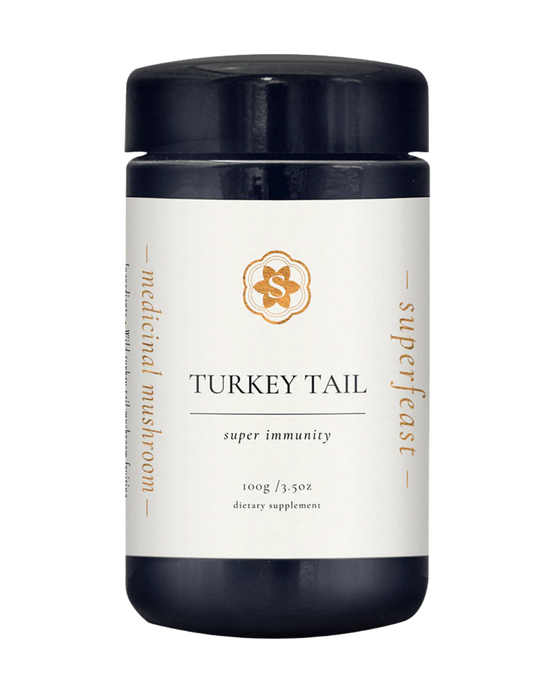 A supplement container of Turkey Tail - 100gm by SuperFeast