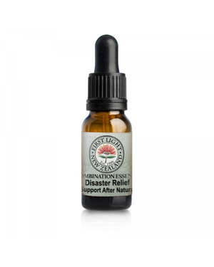 A supplement container of Disaster Relief 10ml by First Light Flower Essences