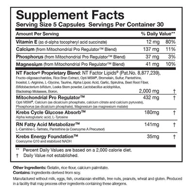 Supplement facts for ATP Fuel