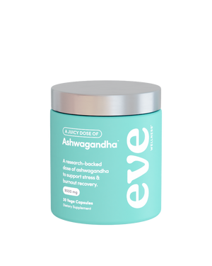 A supplement container of A Juicy Dose of Ashwaganda by Eve