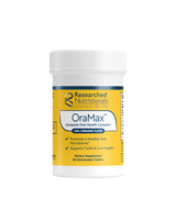 A supplement container of OraMax by Researched Nutritionals