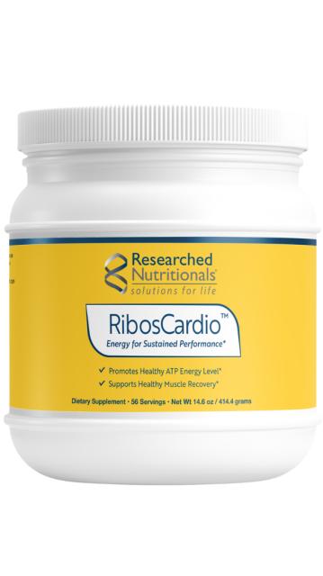 A Supplement container with the name RbosCardio by Researched Nutritionals