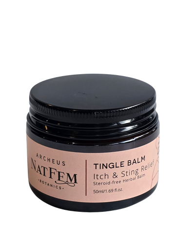 A supplement container of Tingle Balm by Archeus NatFem Botanics