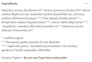 Supplement facts for Flush Edema Relief listing ingredients including Castor Oil, Chamomile, Chamomile (German), Lavender Extract, Lavender oil