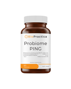 A supplement container of Probiome PING by Bio-Practica