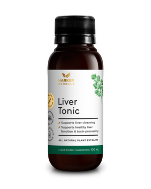 A supplement container of Liver Tonic by Harker Herbals