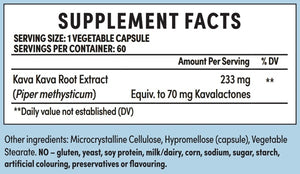 Supplement facts for Chill Pills listing ingredients including Kava (Piper methysticum), Kava Kava, Piper methysticum