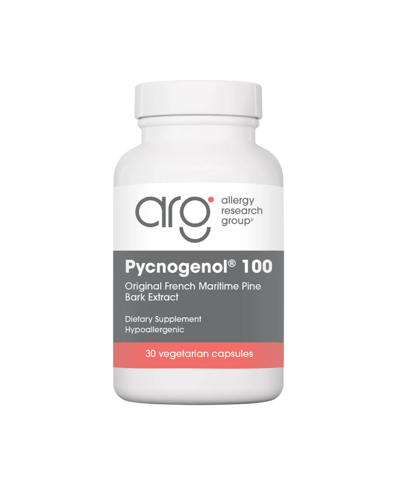 A supplement container of Pycnogenol by Allergy Research Group