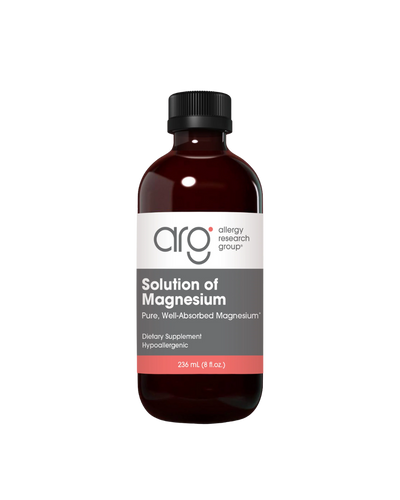 A supplement container of Solution of Magnesium by Allergy Research Group