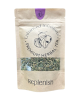 A supplement container of Replenish Premium Herbal Tea by Enhanced Wellbeing