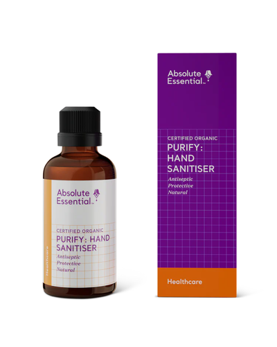 A supplement container of Purify: Hand Sanitiser 50ml by Absolute Essential