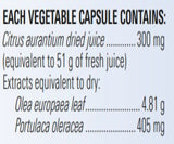 Ingredients: Citrus aurantium dried juice, Olea europaea leaf, portulaca oleracea.