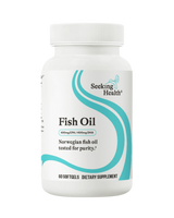 A supplement container of Fish Oil 60 Softgel by Seeking Health