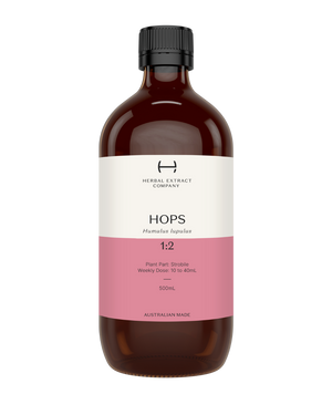 A supplement container of Hops 1:2 by Herbal Extract Company