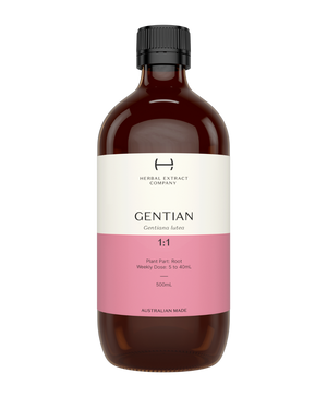 A supplement container of Gentian 1:1 by Herbal Extract Company