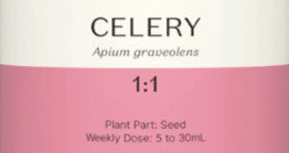 Supplement facts for Celery 1:1 listing ingredients including Apium graveolens, Celery