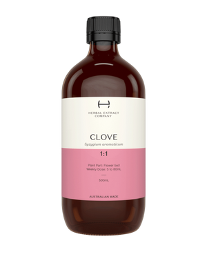 A supplement container of Clove 1:1 by Herbal Extract Company