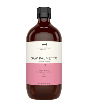 A supplement container of Saw Palmetto 1:2 by Herbal Extract Company