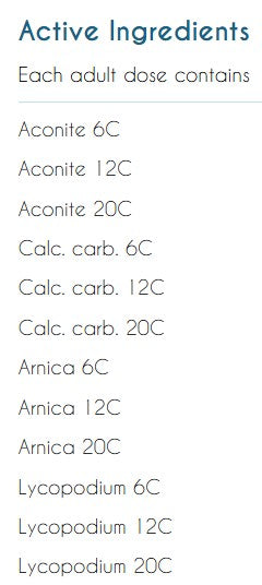 Supplement facts for Genesis Safety and Security listing ingredients including Aconite, Calcium