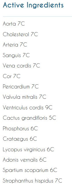 Supplement facts for Organo Cor N listing ingredients including Bergamot, Crataegus monogyna, Phosphorus