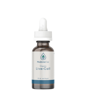 A supplement container of Organo LiverGall by Medicine Tree