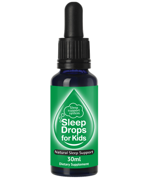 A supplement container of SleepDrops for Kids by SleepDrops