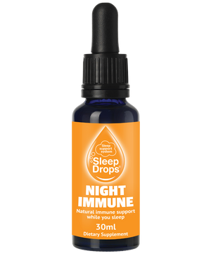 A supplement container of SleepDrops Night Immune by SleepDrops