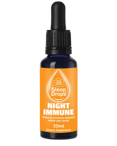 A supplement container of SleepDrops Night Immune by SleepDrops