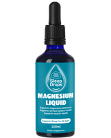 A supplement container of SleepDrops Magnesium Liquid by SleepDrops