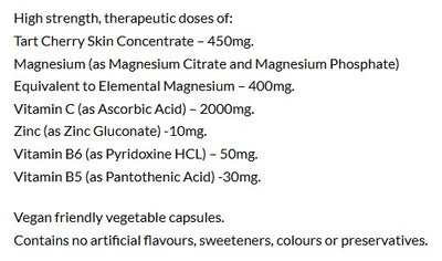 Supplement facts for SleepDrops Healthy Sleep listing ingredients including Ascorbic Acid, Cherry, Magnesium, Magnesium citrate, Magnesium phosphate