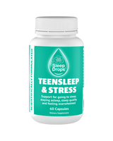 A supplement container of SleepDrops TeenSleep & Stress by SleepDrops