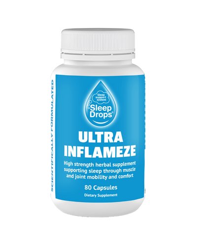 A supplement container of SleepDrops Ultra Inflameze by SleepDrops