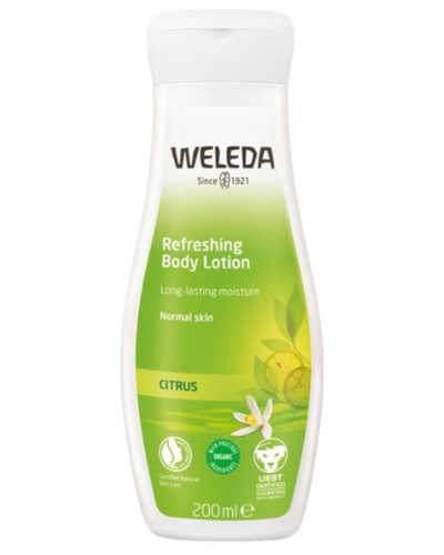 A supplement container of Refreshing Body Lotion Citrus by Weleda