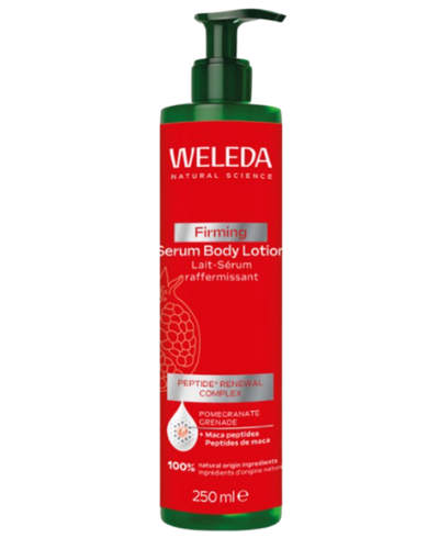 A supplement container of Pomegranate Firming Serum Body Lotion by Weleda