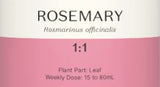 Supplement facts for Rosemary 1:2 listing ingredients including Rosemary (Rosmarinus officinalis), Rosemary (Rosmarinus officinalis) extract