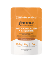 A supplement container of Femme Essential Protein by Bio-Practica