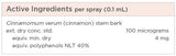 Supplement facts for NasoEase listing ingredients including ApplePhenom® Apple Polyphenols Extract, Cinnamomum verum, Cinnamon, Glycyrrhiza glabra, Licorice extract