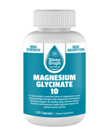 A supplement container of SleepDrops Magnesium Glycinate 10 by SleepDrops