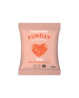A supplement container of Sour Peach Hearts by Funday Natural Sweets