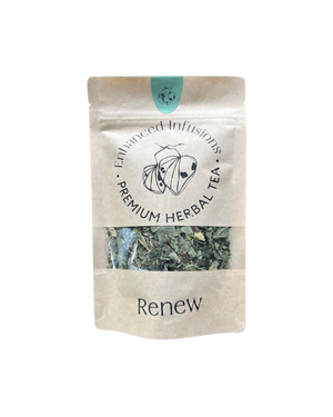 A supplement container of Renew Premium Herbal Tea by Enhanced Wellbeing
