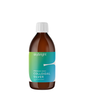 A supplement container of Colloidal Silver Liquid by Skybright