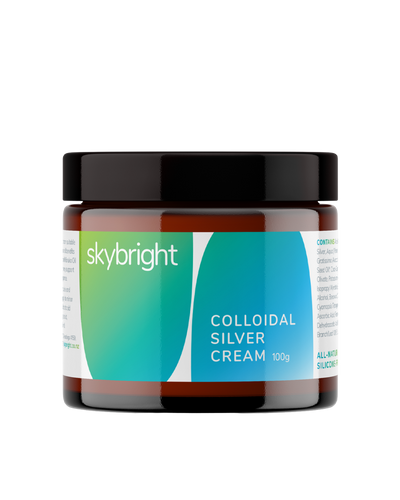 A supplement container of Colloidal Silver Cream by Skybright
